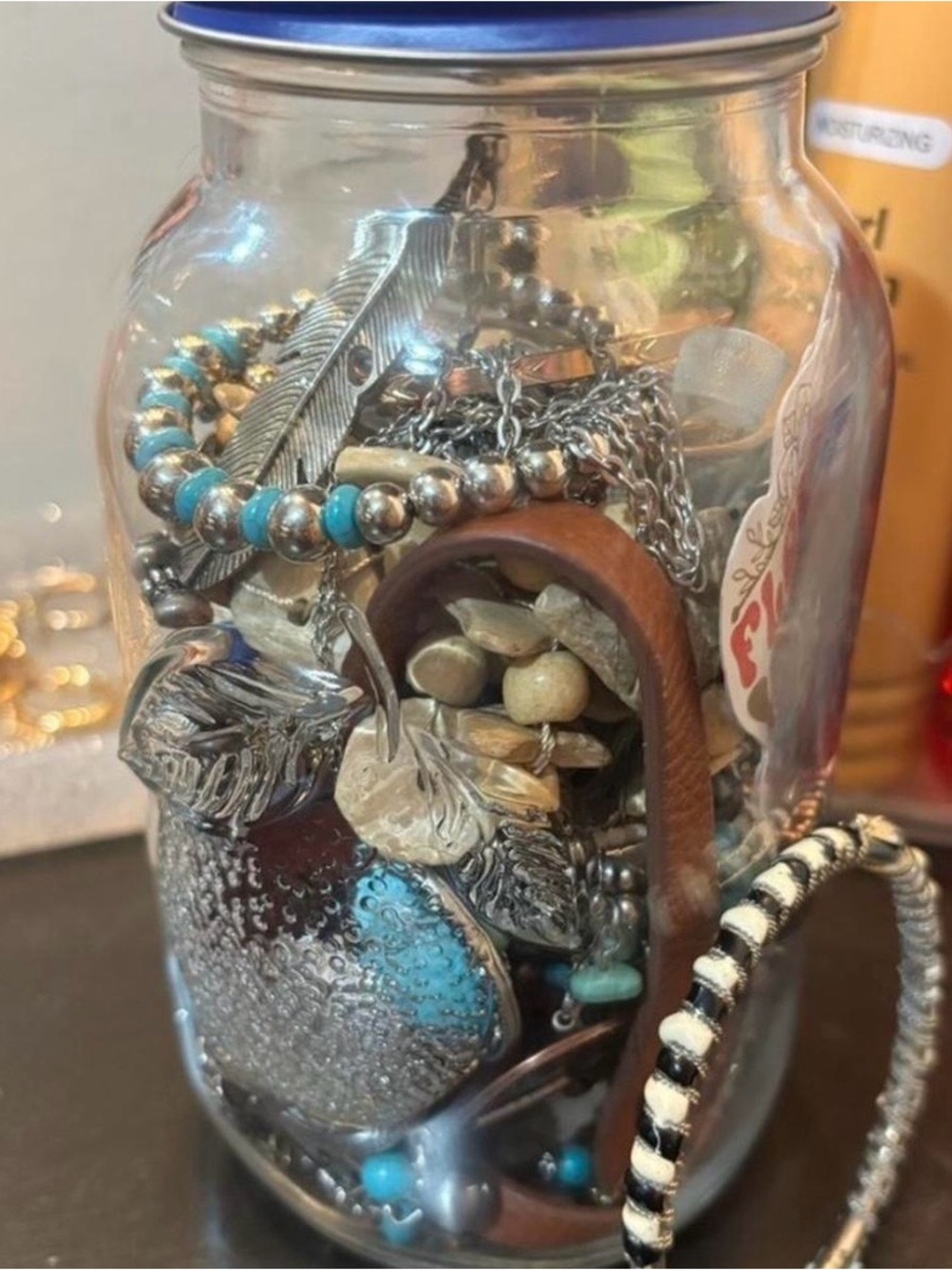 So BOHO mystery jewelry jar! Large jar!